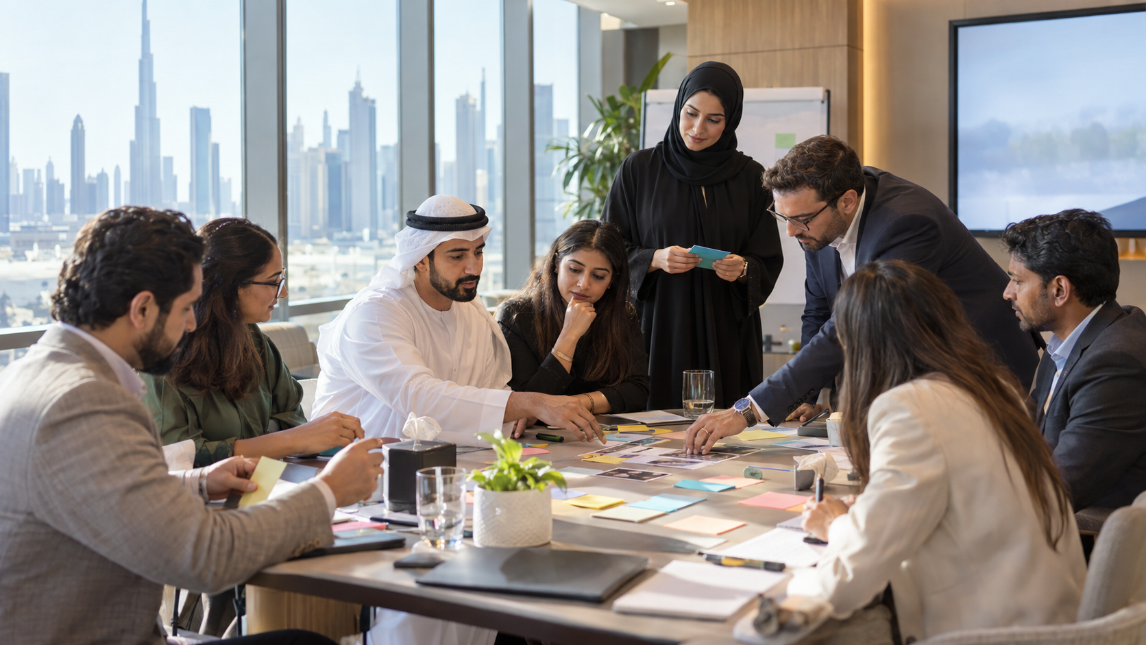Emirati and international professionals participating together in an experiential training activity in Dubai